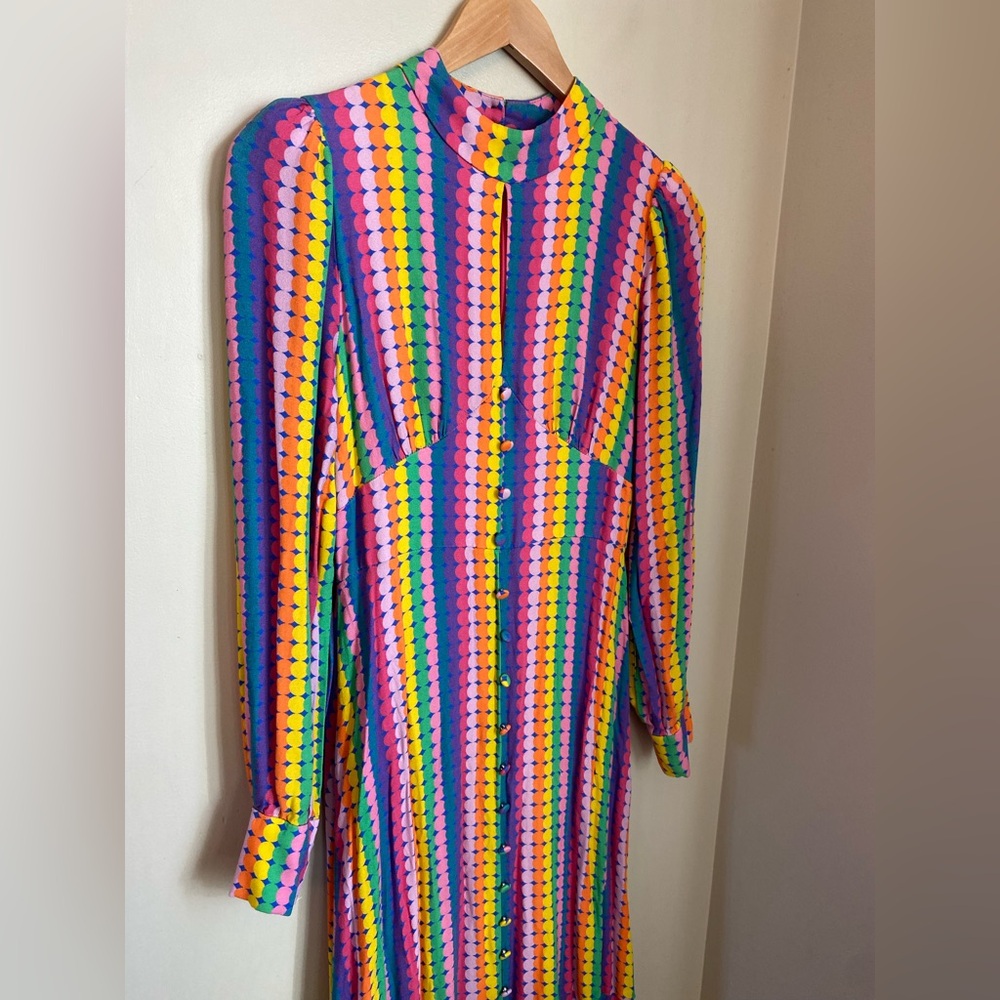 Olivia Rubin Agnes Rainbow Maxi Dress Size 4 Bold Boho Designer Maximalist - Picture 4 of 16